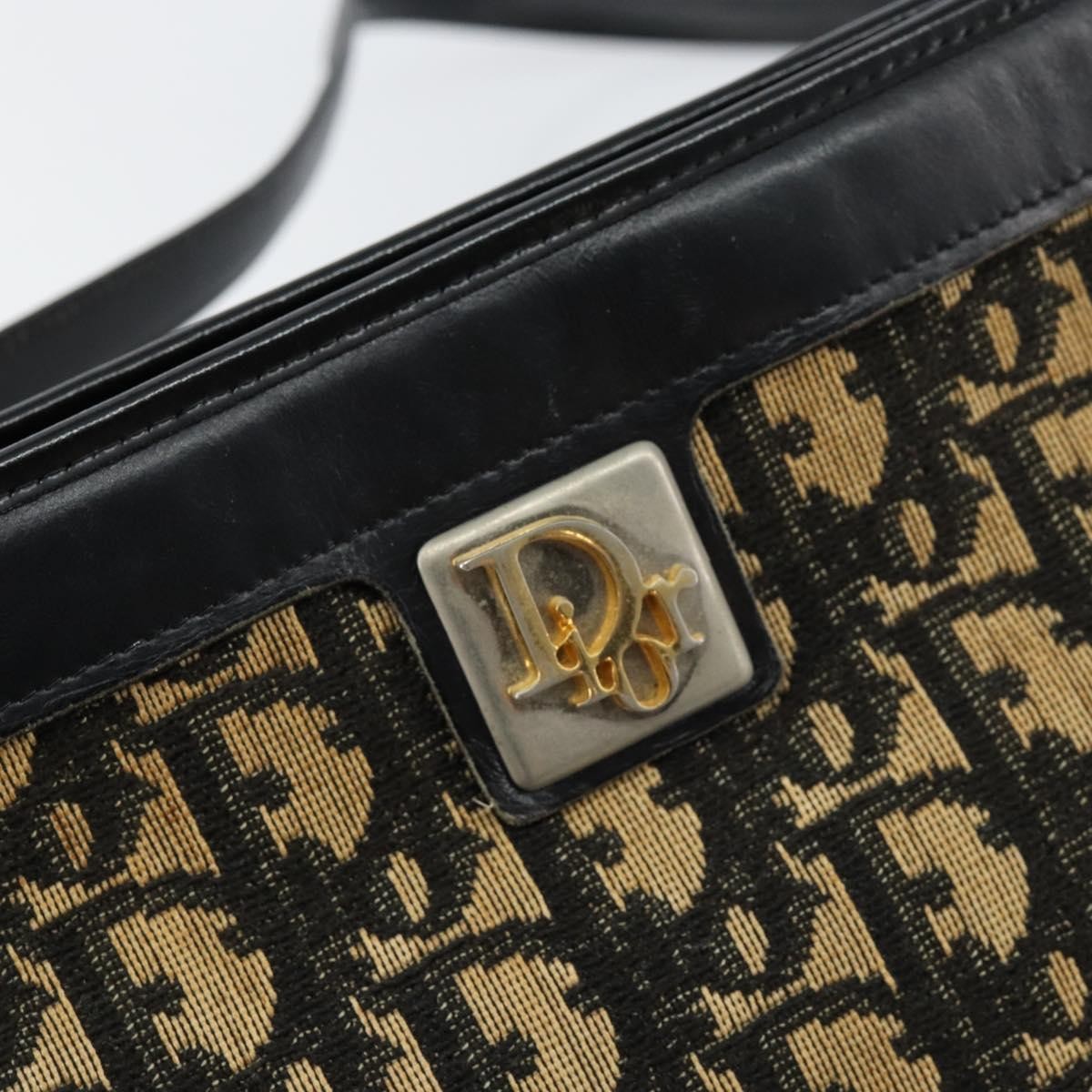 Christian Dior Vintage Trotter Shoulder Bag Canvas, NAVY, CANVAS, Shoulder bag