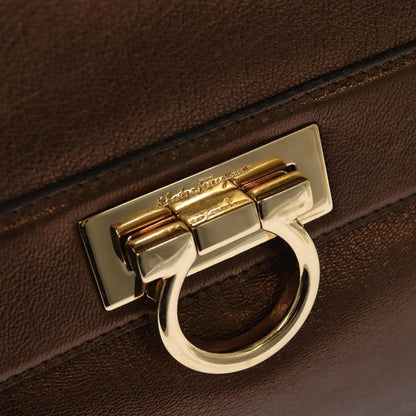 Salvatore Ferragamo Sofia Satchel Leather, GOLD, LEATHER, Handbag