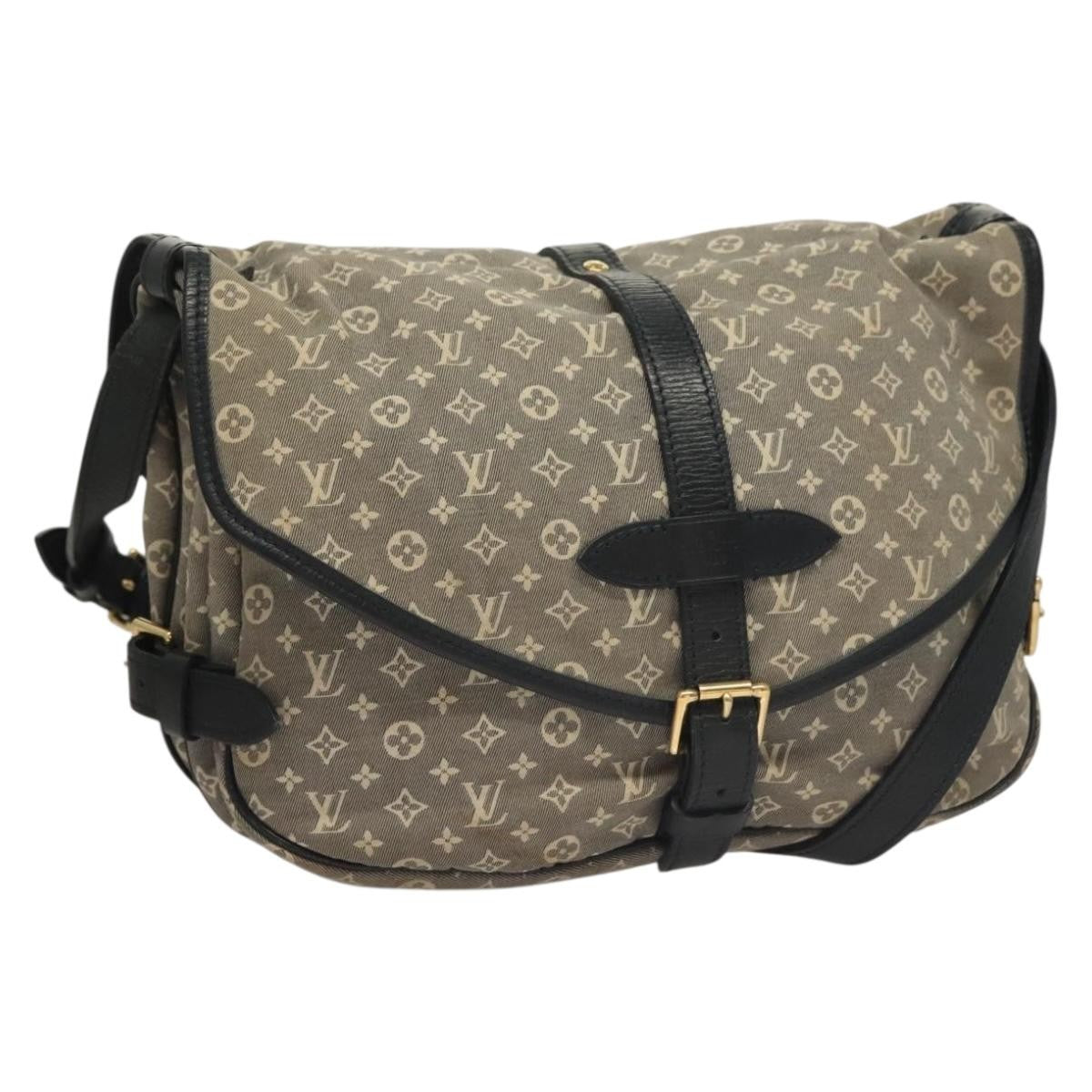 Louis Vuitton Saumur Handbag Monogram Idylle, GRAY, CANVAS, Handbag