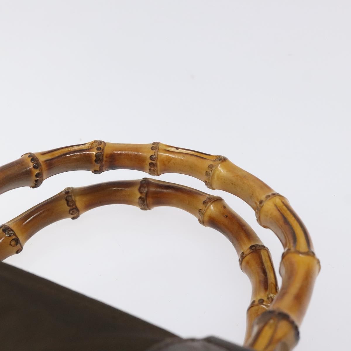 Gucci Vintage Bamboo Handle Tote Nylon, BROWN, NYLON, Tote bag