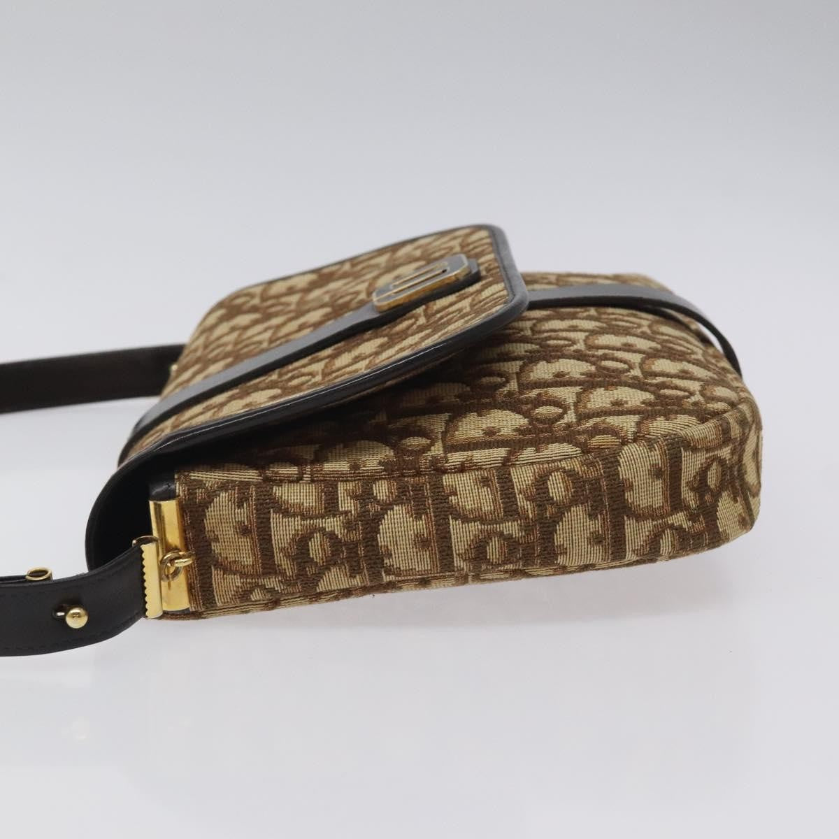 Christian Dior Vintage CD Flap Shoulder Bag Canvas, BROWN, CANVAS, Shoulder bag