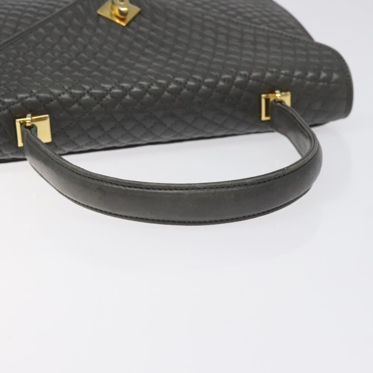 Bally Vintage Handbag Quilted Leather, GRAY, LEATHER, Handbag