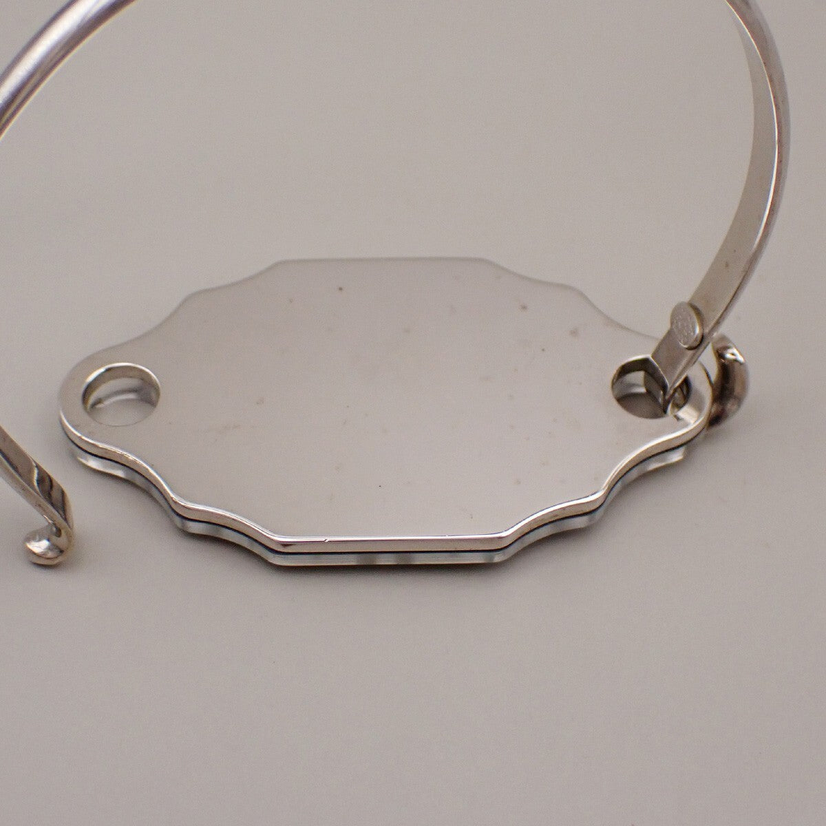 Chanel CC Logo Mirror Bangle Bracelet Metal and Plastic, SILVER, SILVER_PLATED, Bracelet