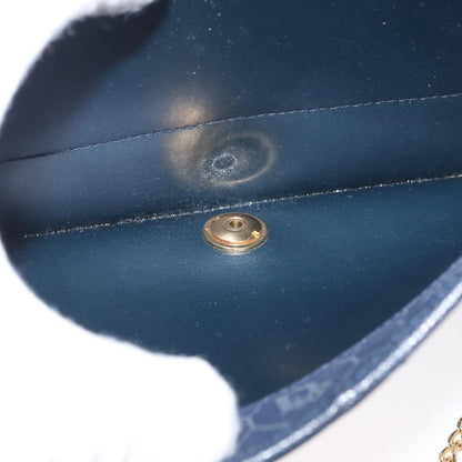 Christian Dior Vintage Chain Flap Shoulder Bag Leather, NAVY, LEATHER, Shoulder bag