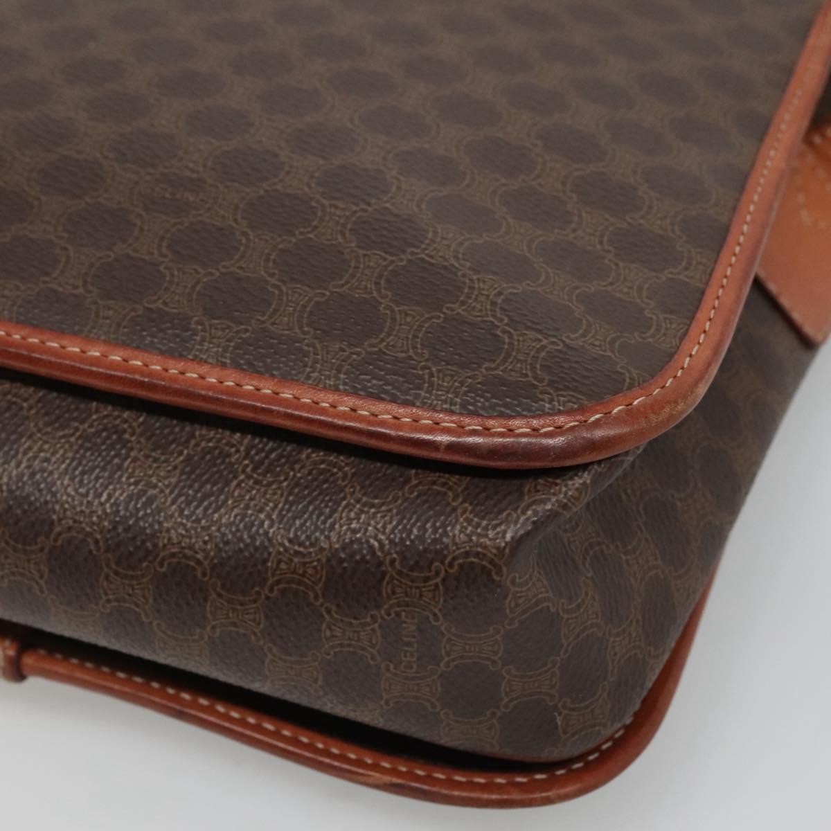 Celine Vintage Macadam Shoulder Bag Canvas and Leather, BROWN, CANVAS, Shoulder bag
