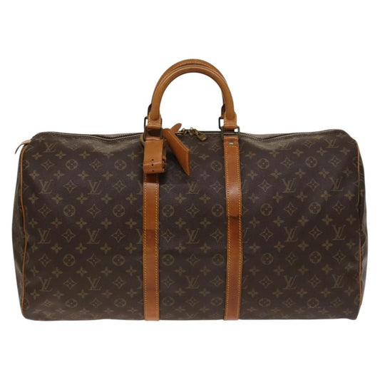 Louis Vuitton Keepall Bag Monogram Canvas, BROWN, CANVAS, Travel bag