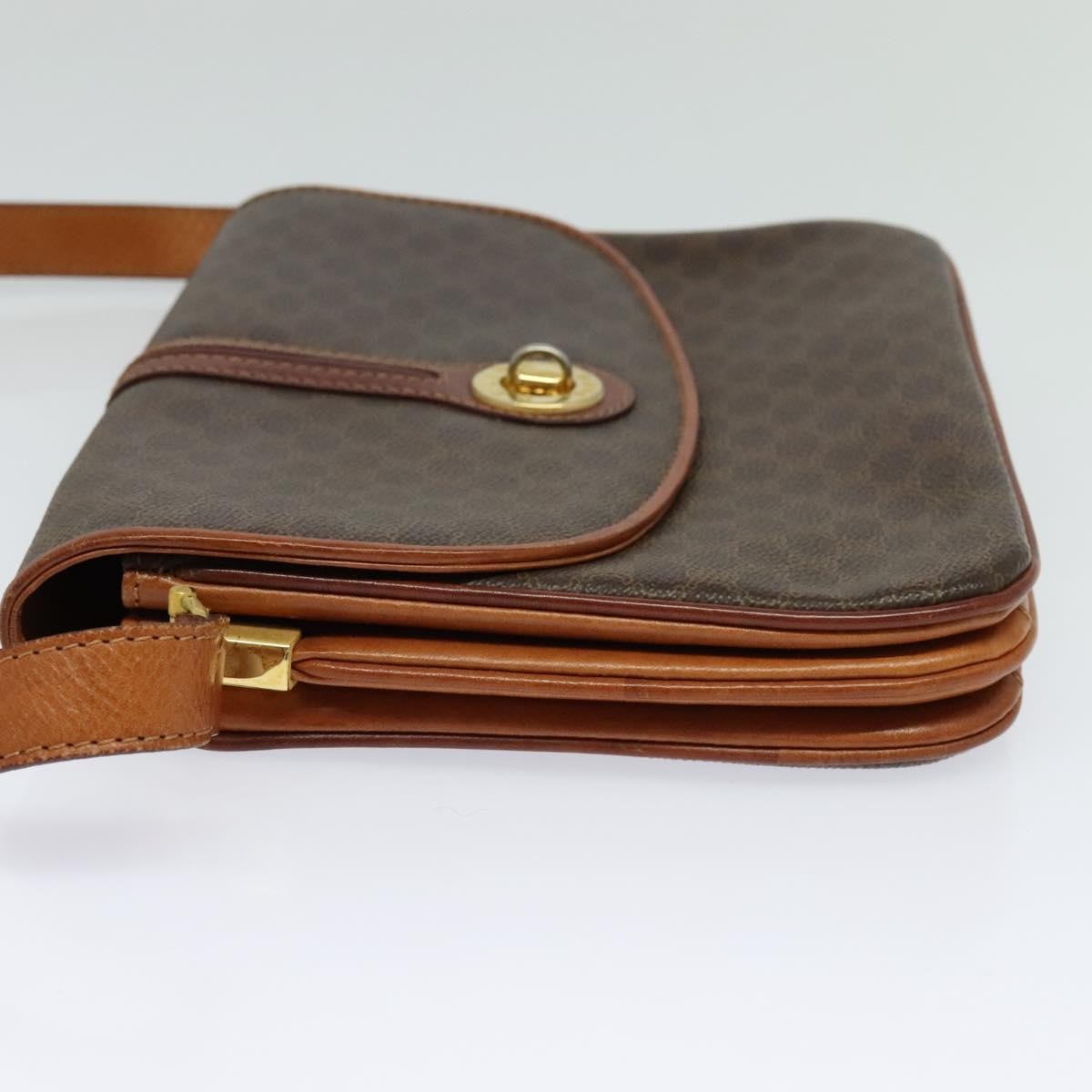 Celine Vintage Macadam Shoulder Bag Canvas and Leather, Brown, Canvas, Shoulder Bag