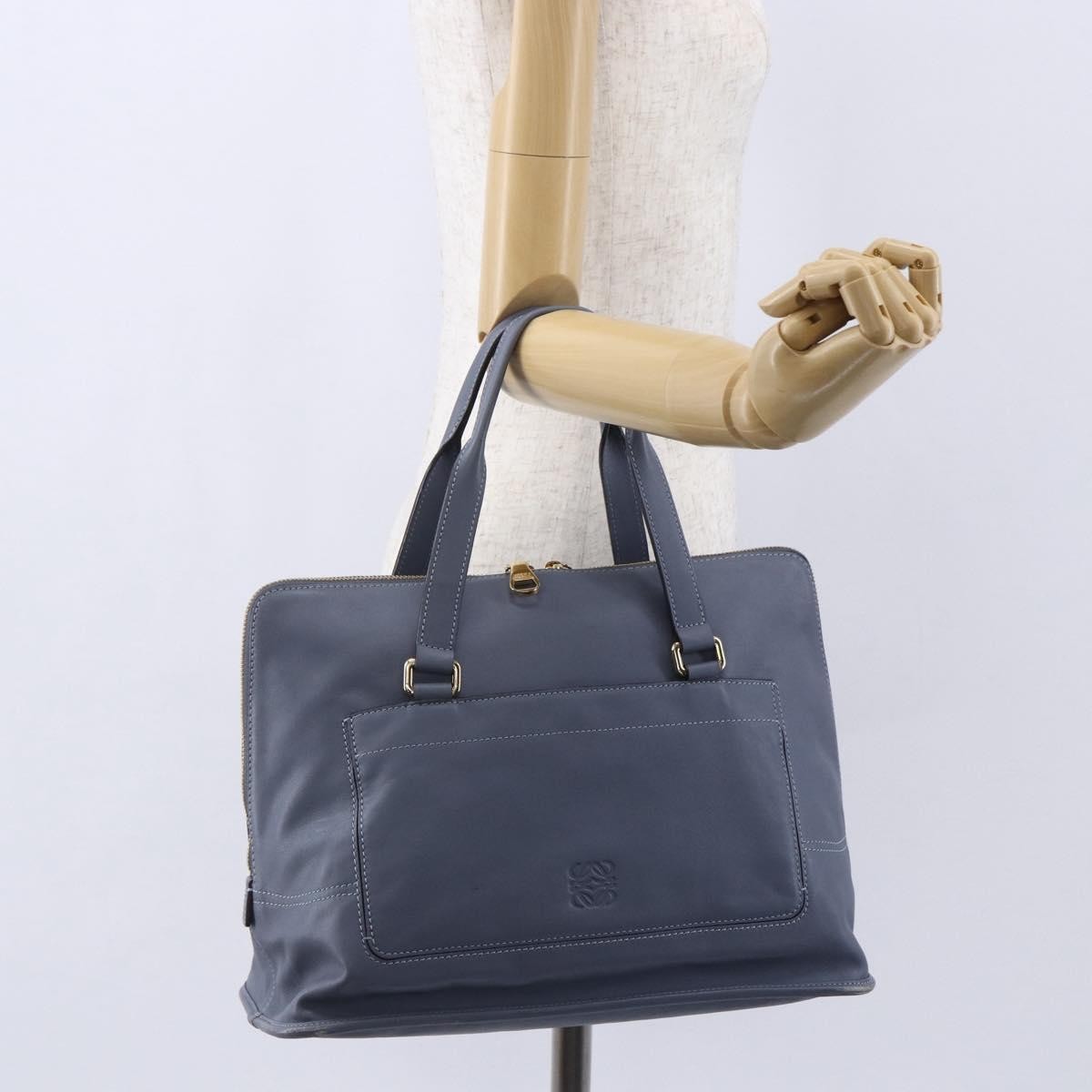 Loewe Anagram handbag Leather, BLUE, LEATHER, Handbag