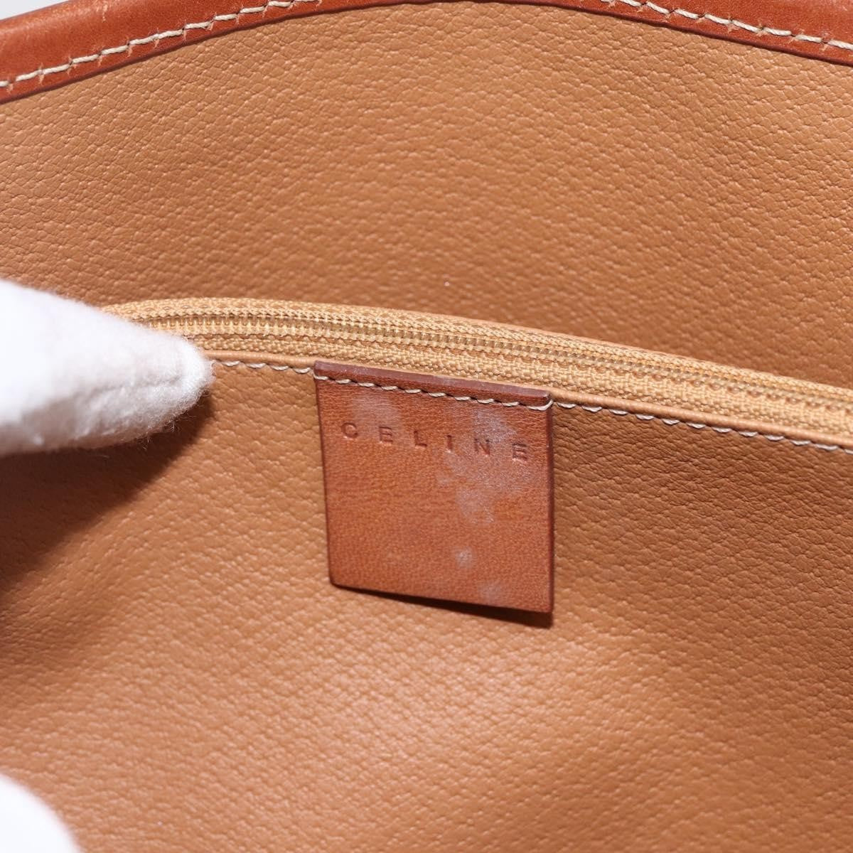 Celine Vintage Macadam Handbag Canvas and Leather, BROWN, CANVAS, Handbag