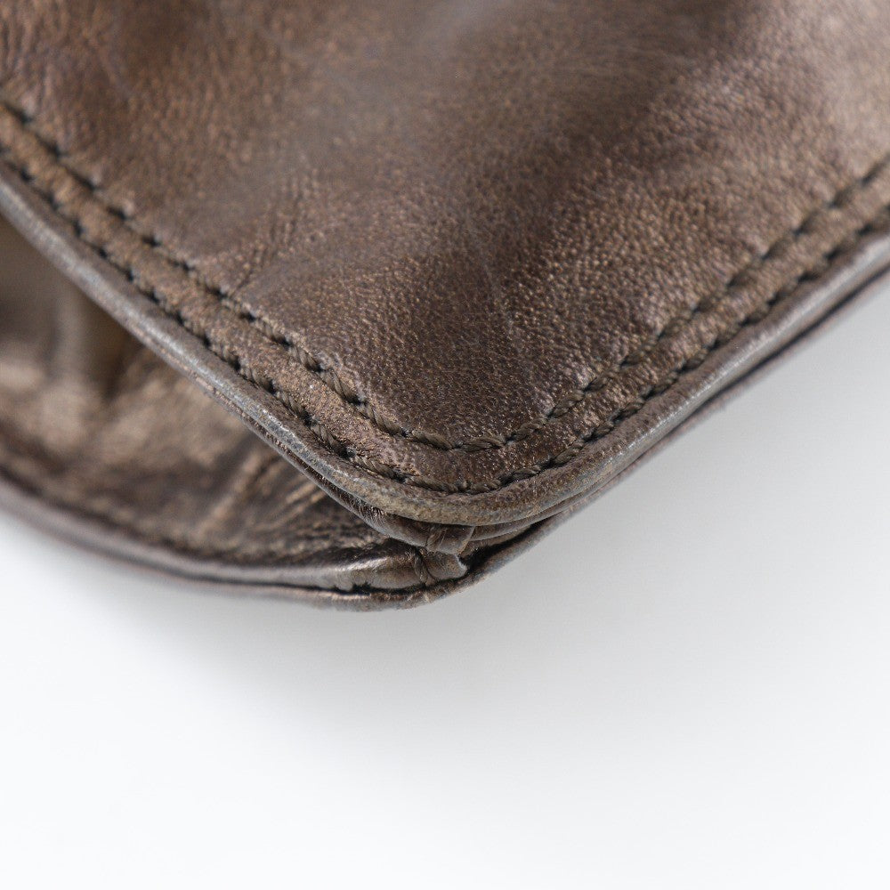 Chanel Vintage Flat Crossbody Bag Leather, BROWN, LEATHER, Crossbody bag