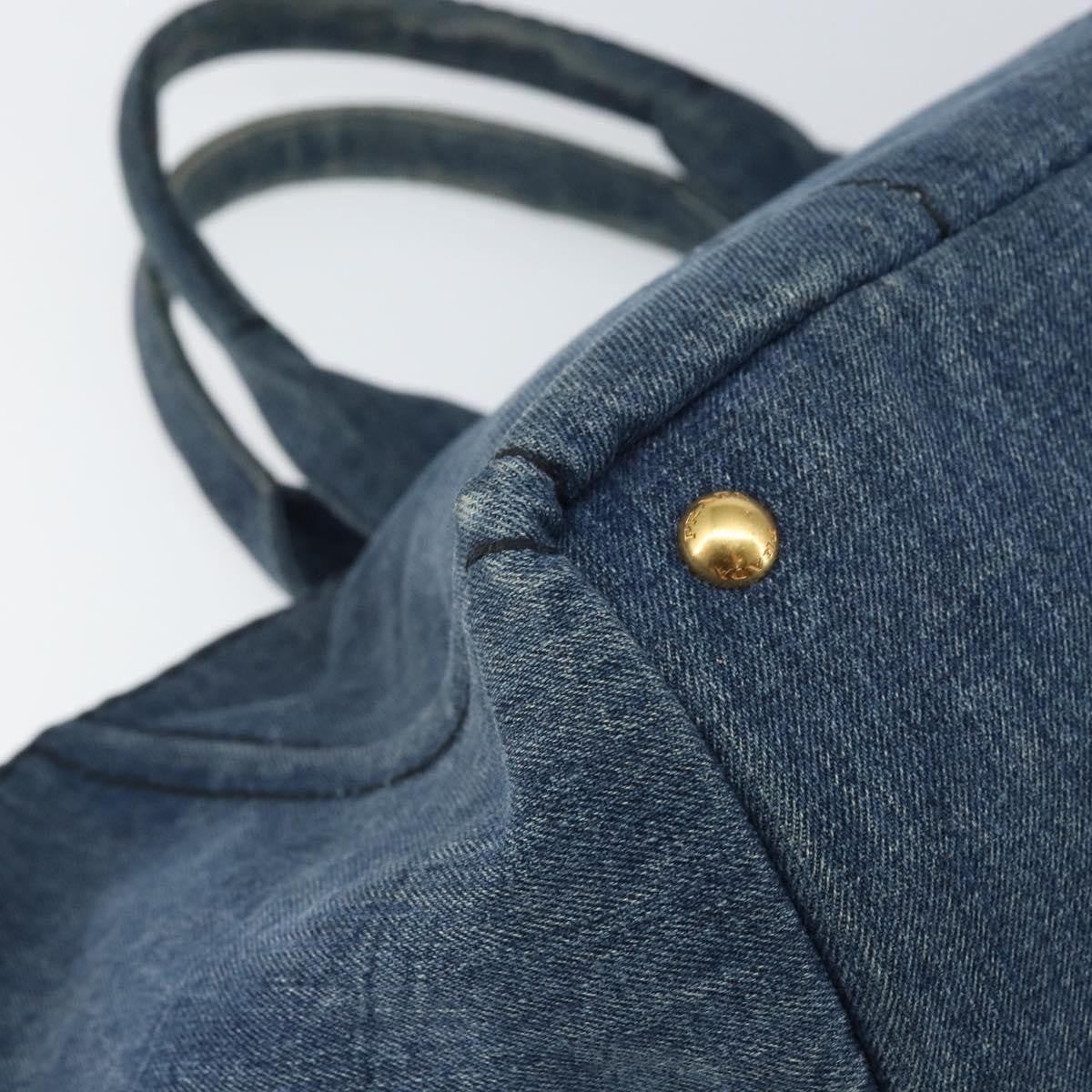 Prada Canapa Open Tote Denim, BLUE, CANVAS, Tote bag