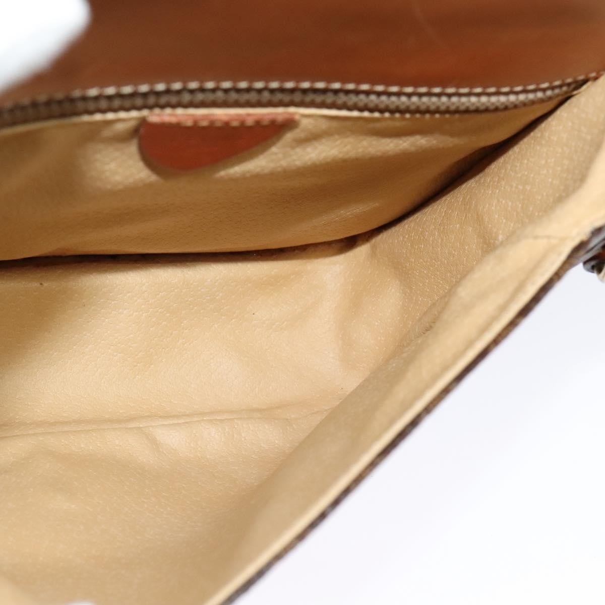Celine Vintage Macadam Shoulder Bag Canvas and Leather, Brown, Canvas, Shoulder Bag