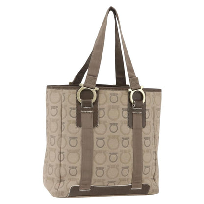 Salvatore Ferragamo Gancini Tote Gancini Canvas, BEIGE, CANVAS, Tote bag