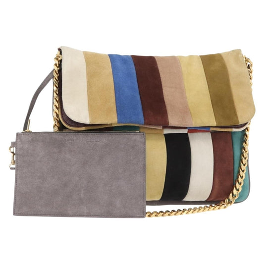 Celine Triomphe Chain Shoulder Bag Leather, MULTICOLOUR, SUEDE, Crossbody bag