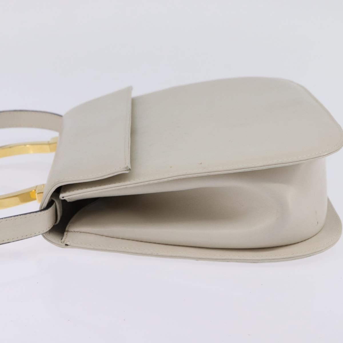 Salvatore Ferragamo Gancini handbag Leather, WHITE, LEATHER, Handbag
