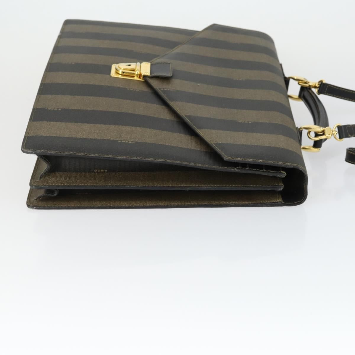 Fendi Vintage Pequin Briefcase Bag Coated Canvas, BROWN, CANVAS, Briefcase