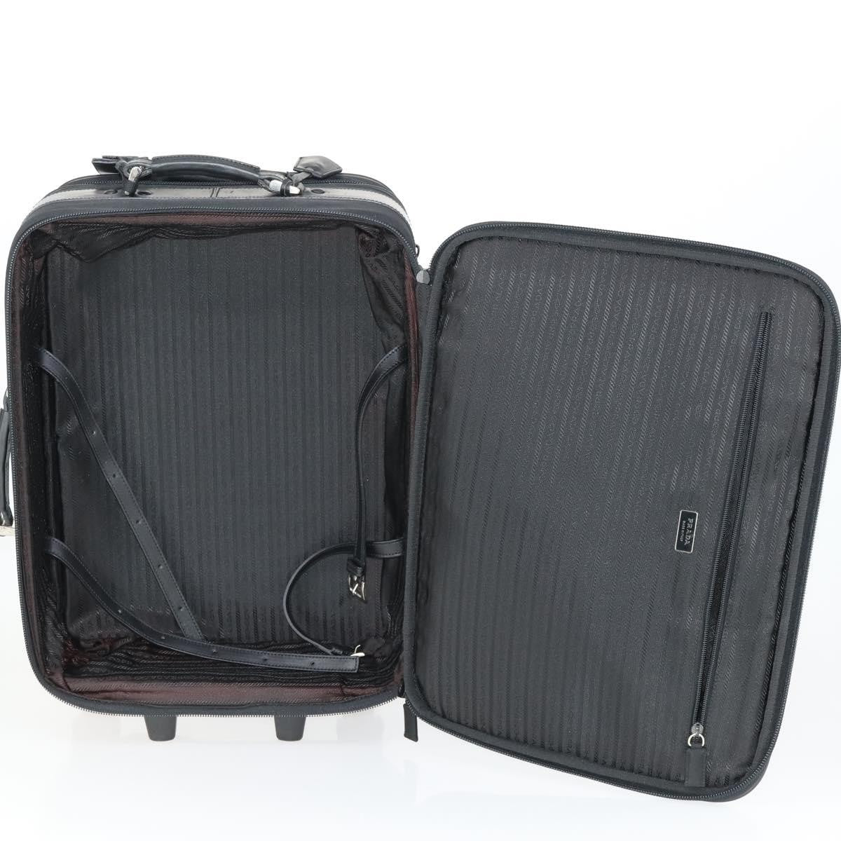 Prada Trolley Rolling Luggage Tessuto and Saffiano Leather, BLACK, NYLON, Travel bag