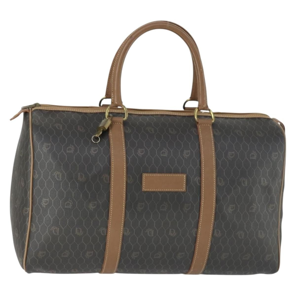 Christian Dior Vintage Honeycomb Boston bag Canvas and Leather, BLACK, CANVAS, Travel bag