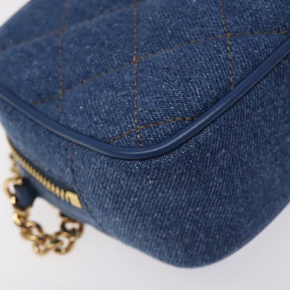 Versace Medusa Icon Front Slip Pocket Camera Bag Quilted Denim, BLUE, DENIM_JEANS, Crossbody bag