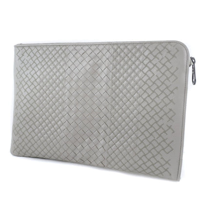 Bottega Veneta Intrecciato Clutch bag Calfskin, GRAY, LEATHER, Clutche & pouche