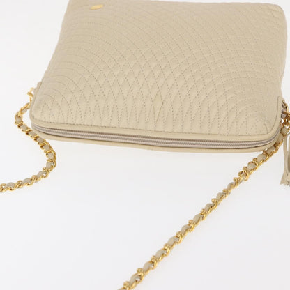 Bally Vintage Chain Shoulder Bag Quilted Leather, Beige, Leather, Shoulder Bag