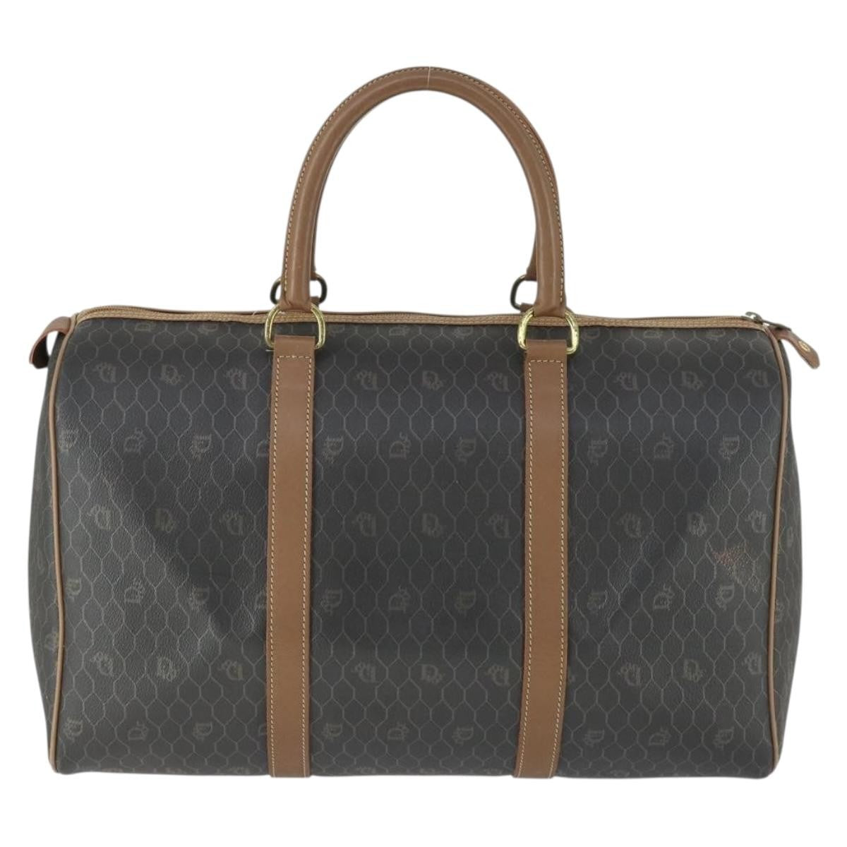 Christian Dior Vintage Honeycomb Boston bag Canvas and Leather, BLACK, CANVAS, Travel bag