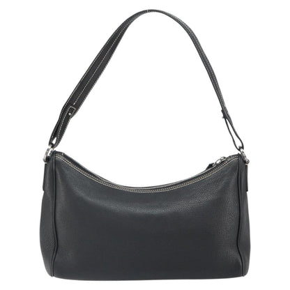 Salvatore Ferragamo Gancini Shoulder Bag Leather, BLACK, LEATHER, Shoulder bag