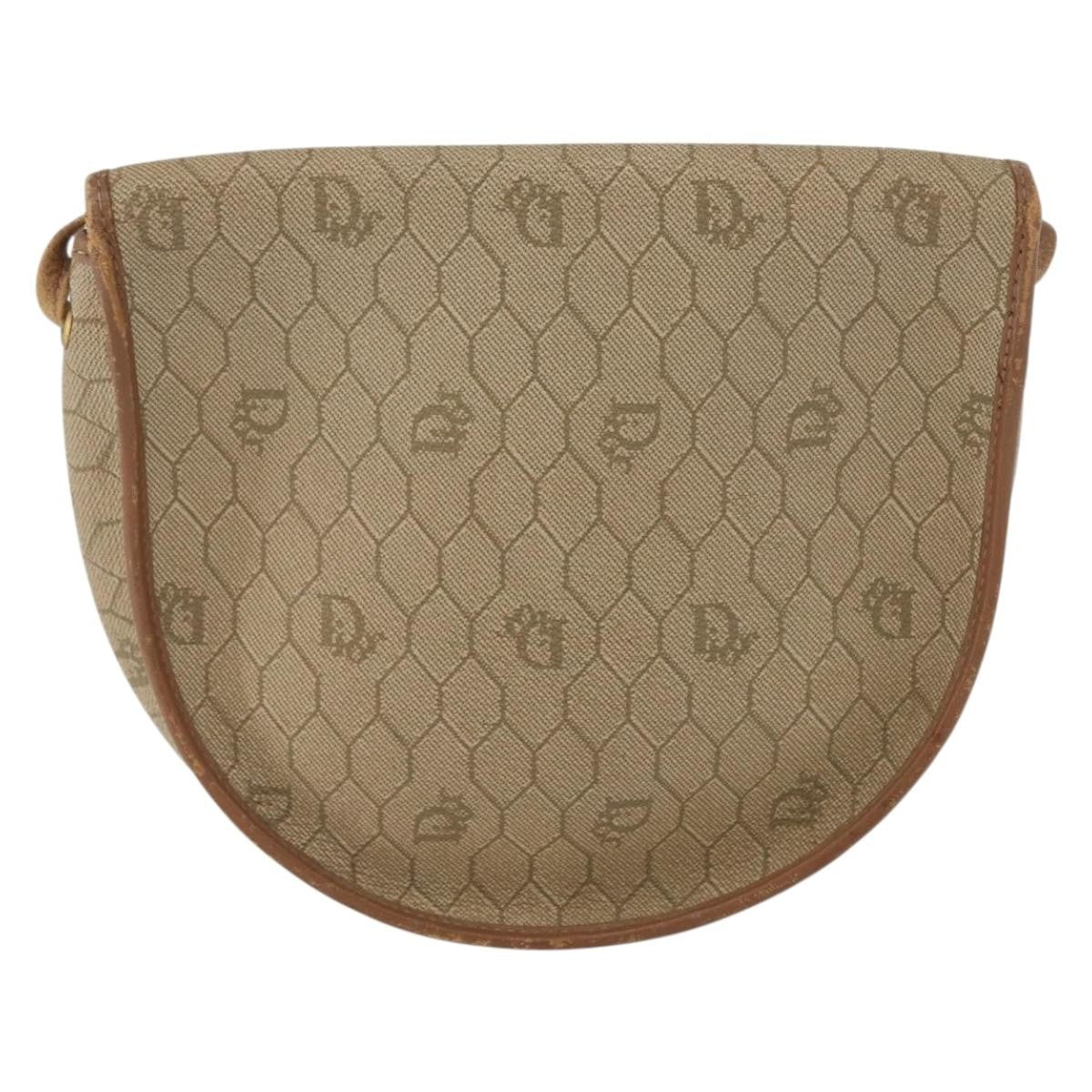 Christian Dior Vintage Honeycomb Flap Crossbody Bag Canvas and Leather, BEIGE, CANVAS, Shoulder bag