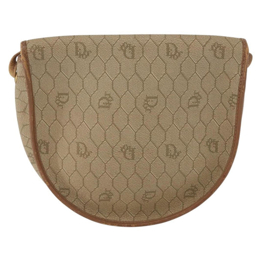 Christian Dior Vintage Honeycomb Flap Crossbody Bag Canvas and Leather, BEIGE, CANVAS, Shoulder bag