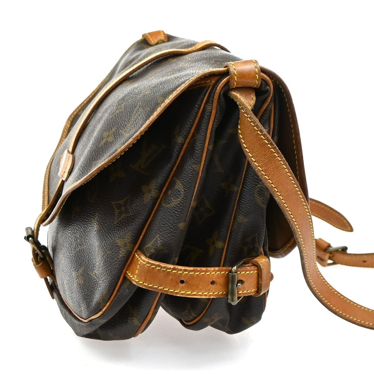 Louis Vuitton Saumur Handbag Monogram Canvas, Brown, Canvas, Shoulder Bag