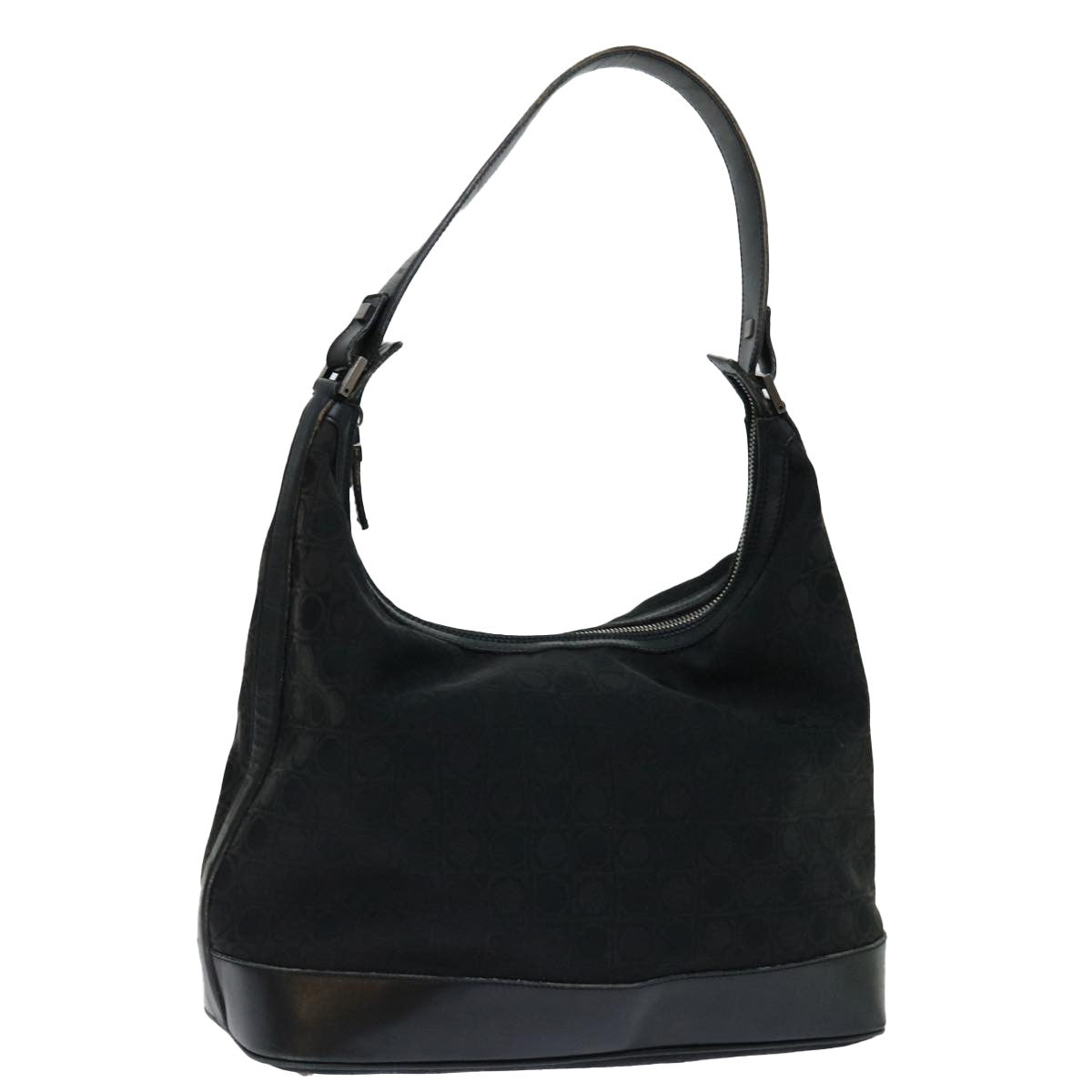 Salvatore Ferragamo Vintage Shoulder Bag Canvas, BLACK, CANVAS, Shoulder bag