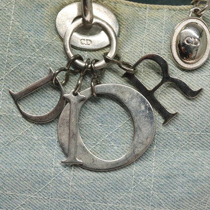 Christian Dior Vintage Lady Dior Bag Cannage Quilt Denim, BLUE, CANVAS, Tote bag