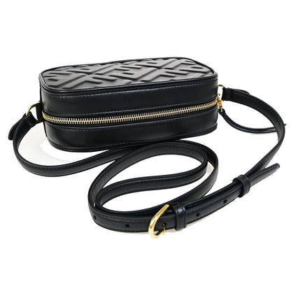 Fendi Camera Bag Zucca Embossed Leather, Black, Leather, Handbag