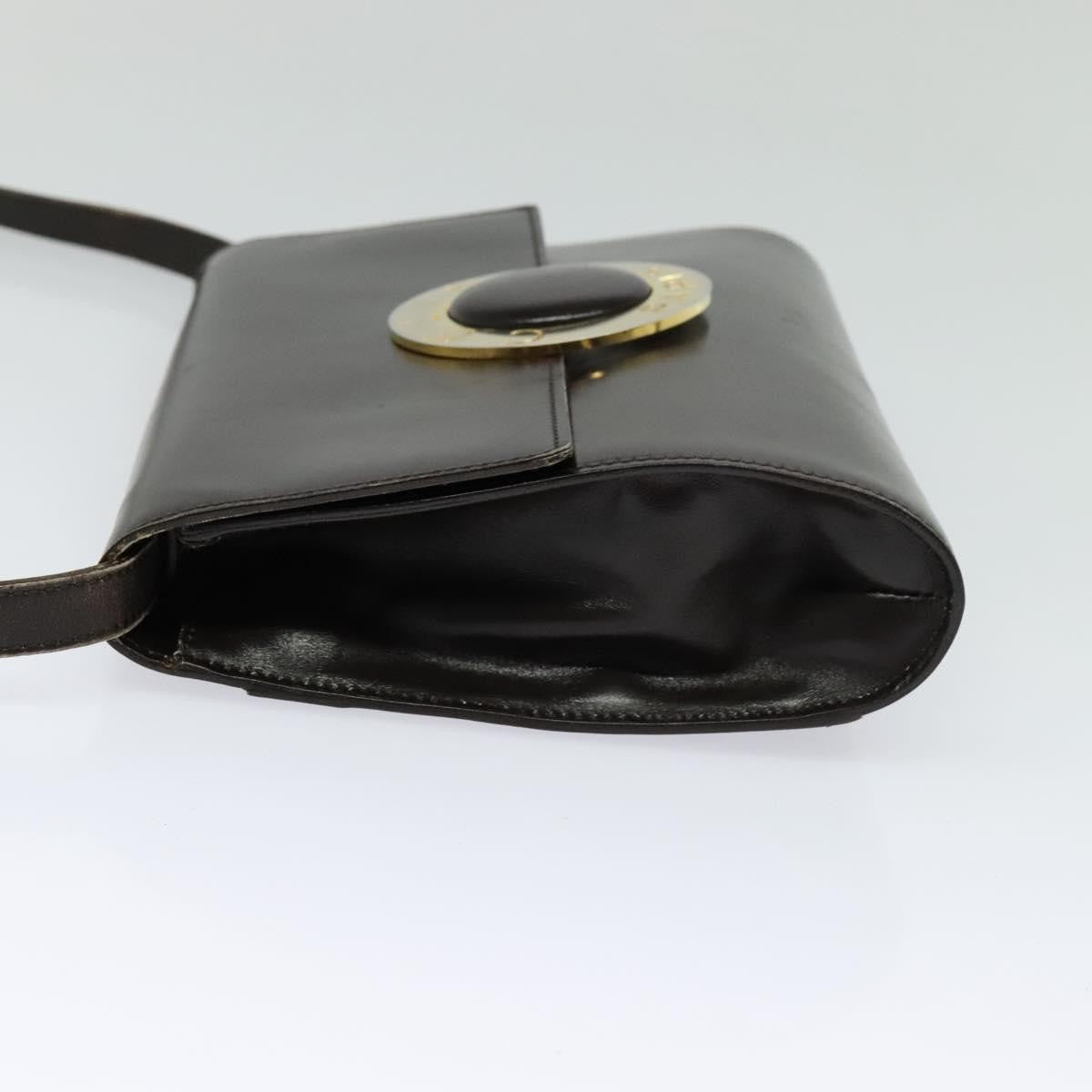 Celine Vintage Circle Logo Crossbody Bag Leather, BLACK, LEATHER, Shoulder bag