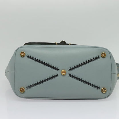 Valentino Garavani Demilune Flap Satchel Leather, BLUE, LEATHER, Handbag