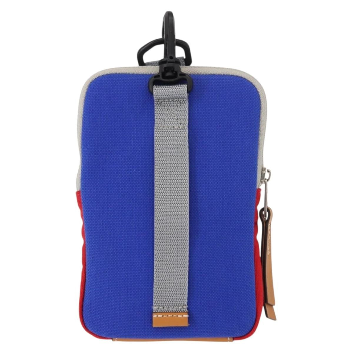 Loewe Eye/Loewe/Nature Zip Neck Pouch Canvas with Applique, BLUE, CANVAS, Clutche & pouche