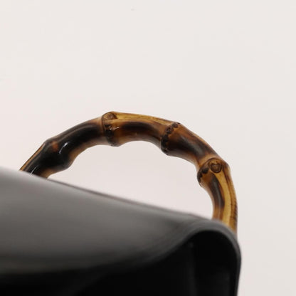 Gucci Vintage Bamboo Backpack Nylon and Patent Leather, BLACK, NYLON, Backpack