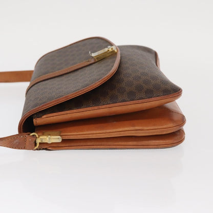 Celine Vintage Macadam Shoulder Bag Canvas and Leather, BROWN, CANVAS, Shoulder bag