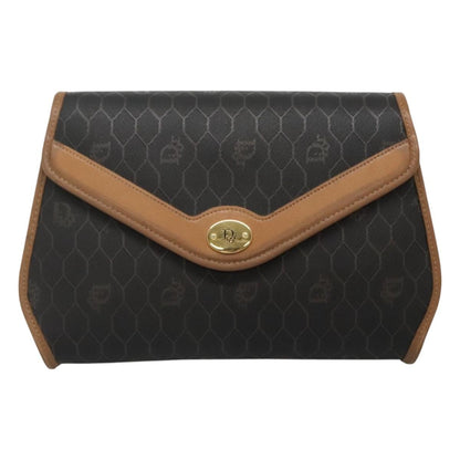 Christian Dior Vintage Honeycomb Flap Crossbody Bag Canvas and Leather, BLACK, CANVAS, Crossbody bag