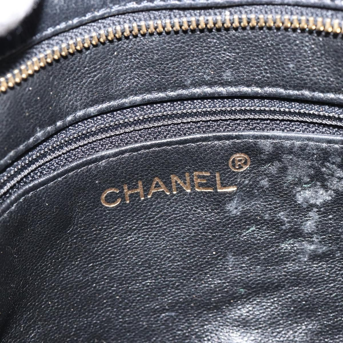 Chanel Vintage Shoulder Bag Leather, BLACK, LEATHER, Shoulder bag