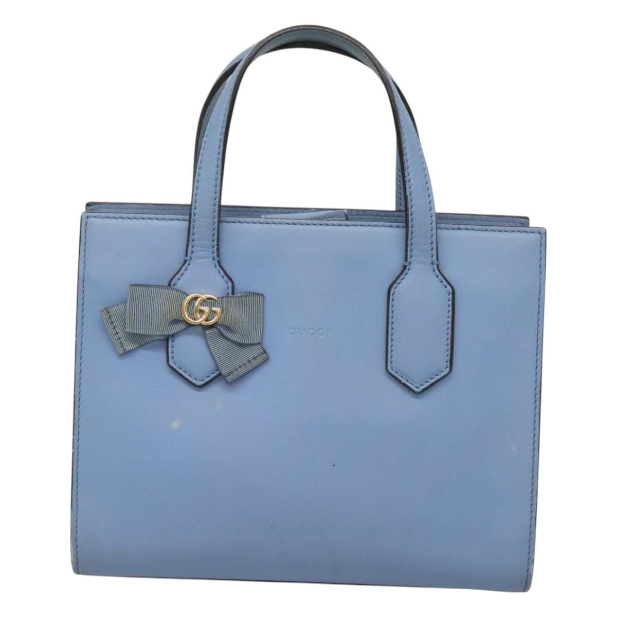 Gucci GG Ribbon Tote Leather, BLUE, LEATHER, Shoulder bag