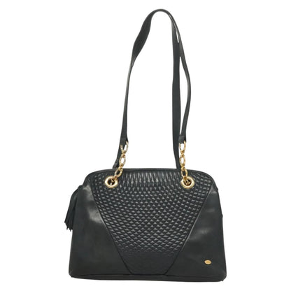 Bally Vintage Chain Shoulder Bag Quilted Leather, NAVY, LEATHER, Shoulder bag
