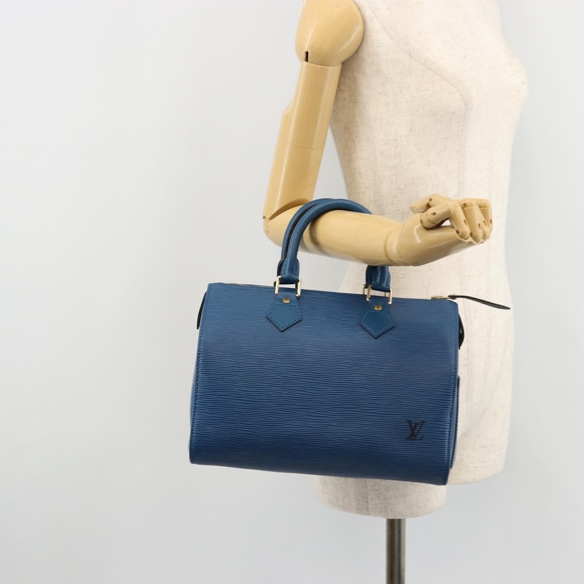 Louis Vuitton Speedy Handbag Epi Leather, Blue, Leather, Handbag