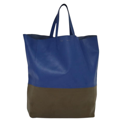 Celine Vertical Cabas Tote Leather, BLUE, LEATHER, Tote bag