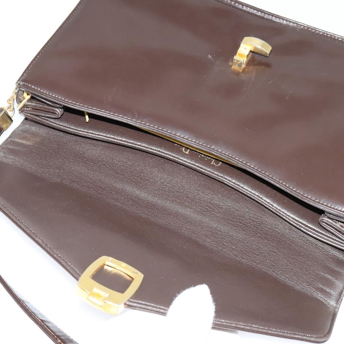 Christian Dior Vintage Shoulder Bag Leather, BROWN, LEATHER, Shoulder bag