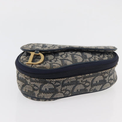 Christian Dior Vintage Saddle Coin Purse Diorissimo Canvas, Navy, Canvas, Clutch