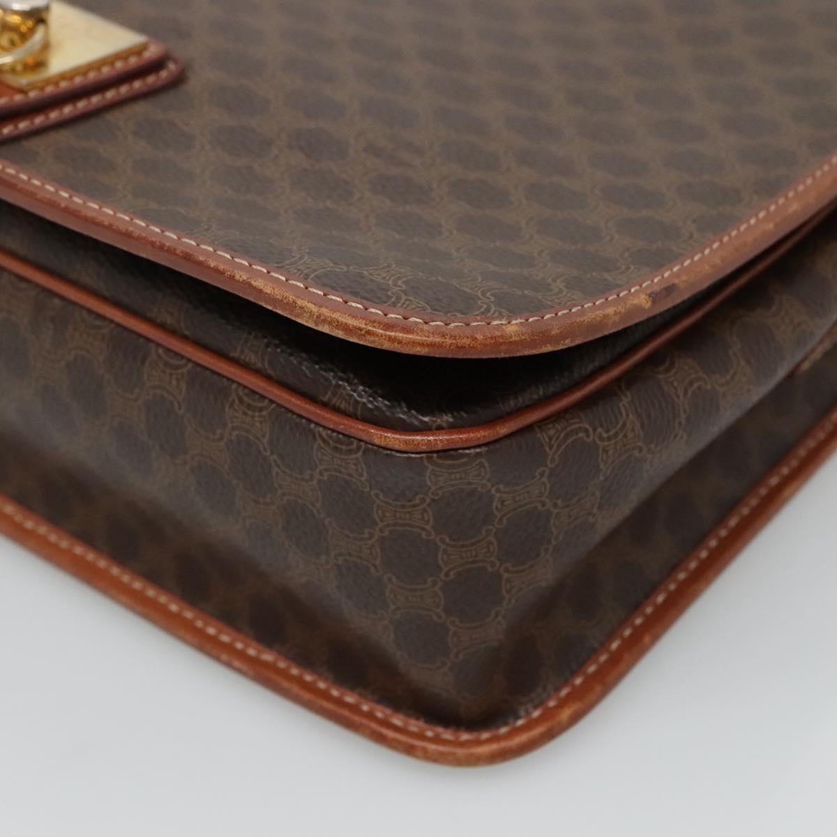 Celine Vintage Macadam Shoulder Bag Canvas and Leather, BROWN, CANVAS, Shoulder bag