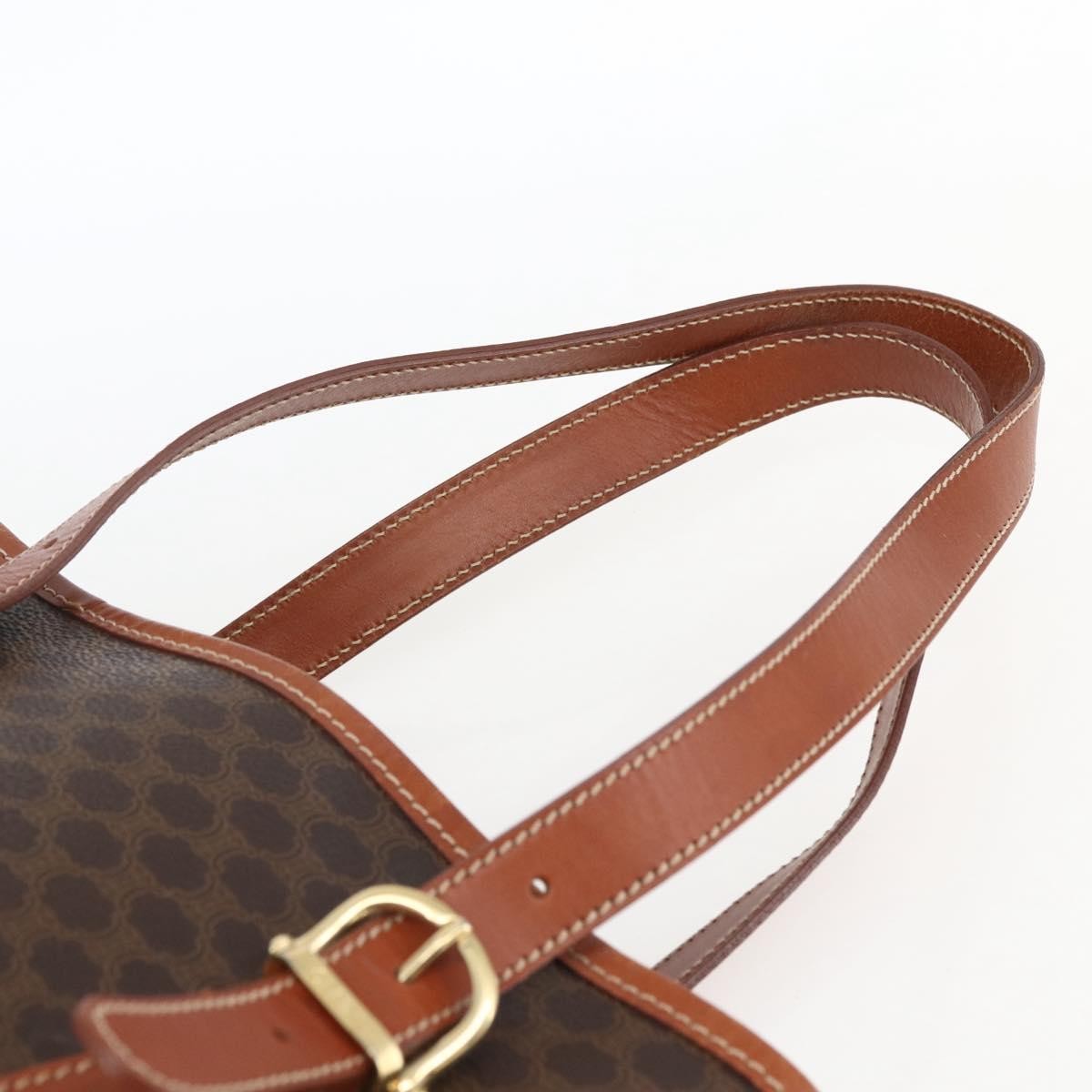 Celine Vintage Macadam Handbag Canvas and Leather, BROWN, CANVAS, Handbag