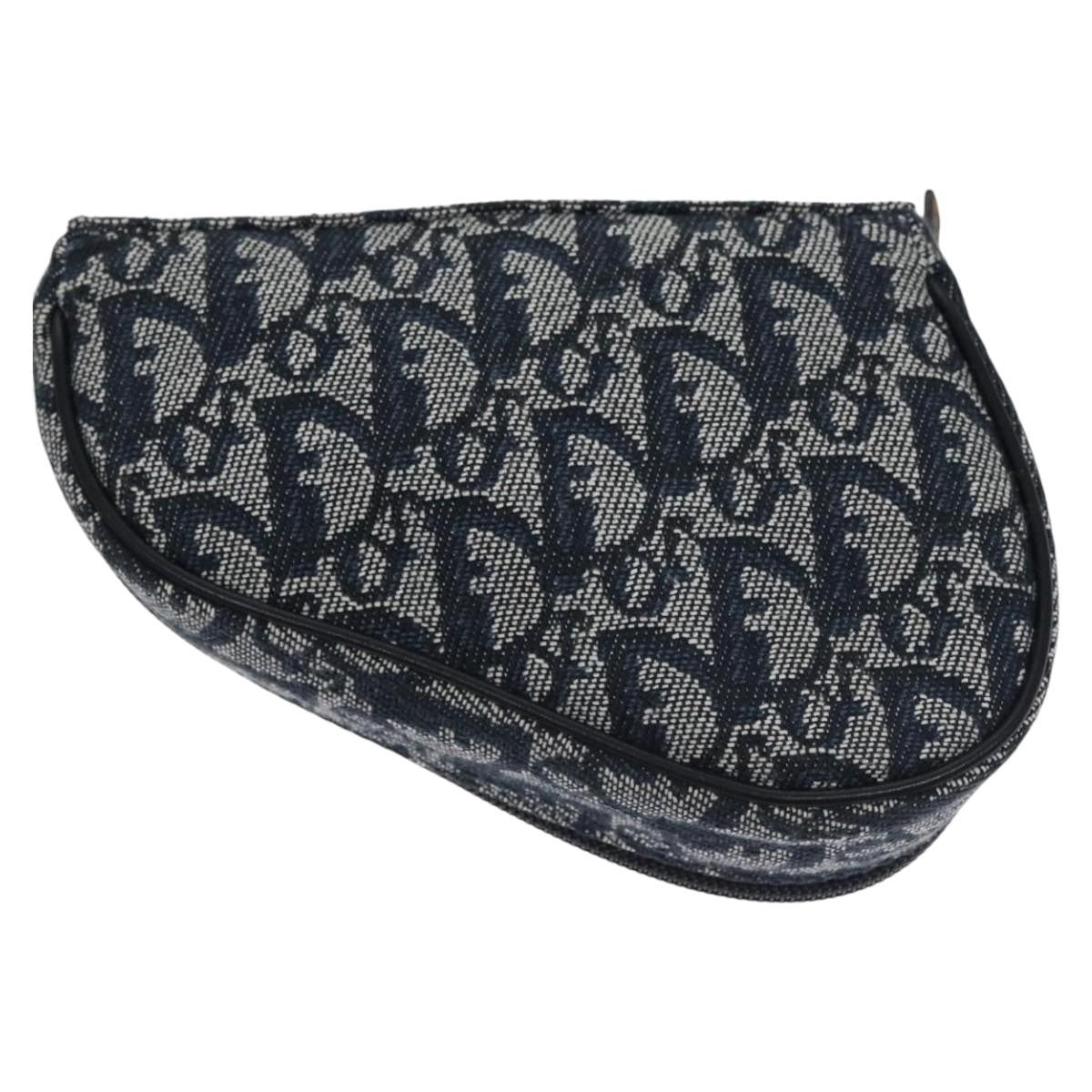 Christian Dior Vintage Saddle Coin Purse Diorissimo Canvas, NAVY, CANVAS, Wallets