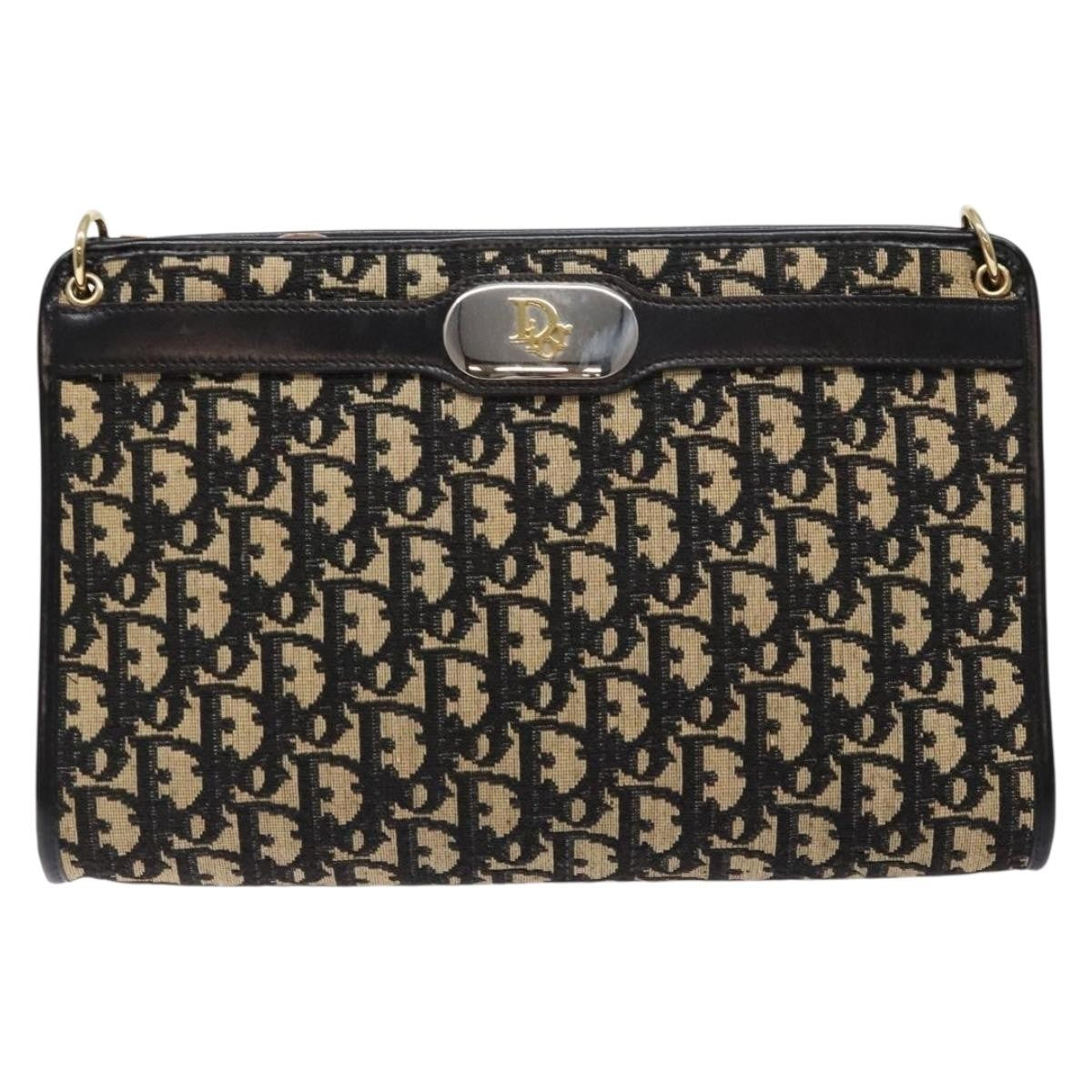 Christian Dior Vintage Trotter Shoulder Bag Canvas, NAVY, CANVAS, Shoulder bag